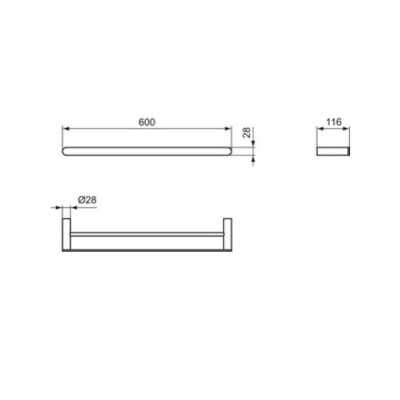 Ideal Standard Conca dvigubas rankšluosčių laikiklis, 60 cm (pasirenkama spalva)