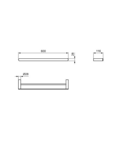 Ideal Standard Conca dvigubas rankšluosčių laikiklis, 60 cm (pasirenkama spalva)