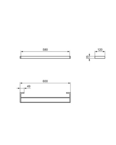 Ideal Standard Conca dviguba modernaus dizaino rankšluosčių kabykla, 60cm