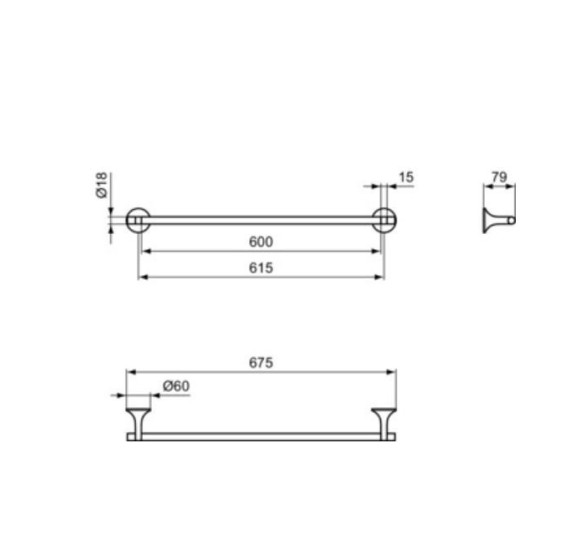 Ideal Standard La Dolce Vita rankšluosčio laikiklis, 60 cm