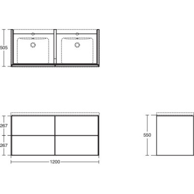 Ideal Standard Conca praustuvo spintelė 1200x505x550, šviesus ąžuolas (tikros medienos lukštas)