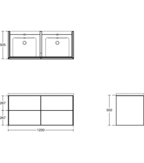 Ideal Standard Conca praustuvo spintelė 1200x505x550, šviesus ąžuolas (tikros medienos lukštas)