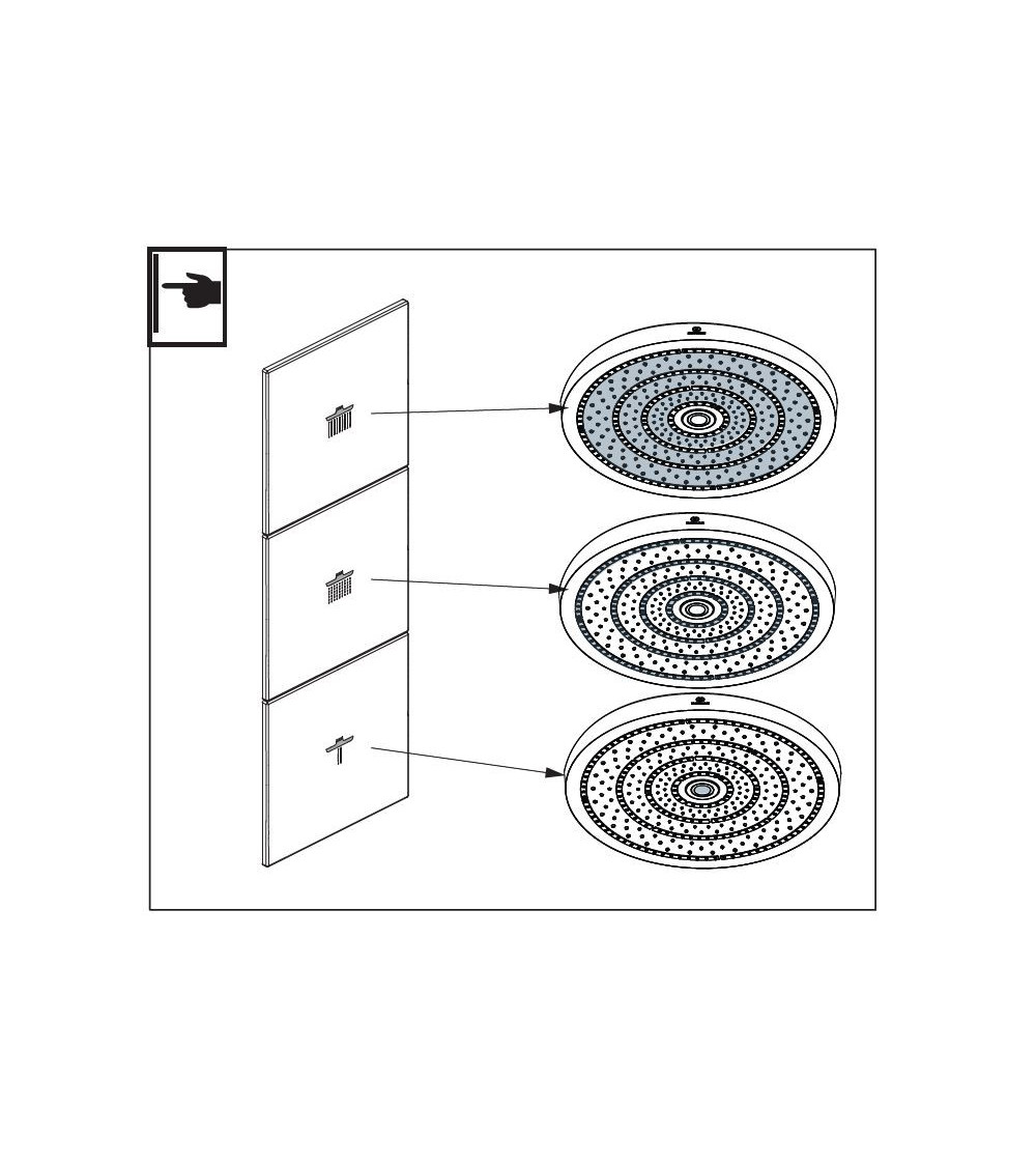 Ideal Standard CERATHERM NAVIGO SOLOS potinkinė termostatinė sistema, dušo galva su apšvietimu, 330mm