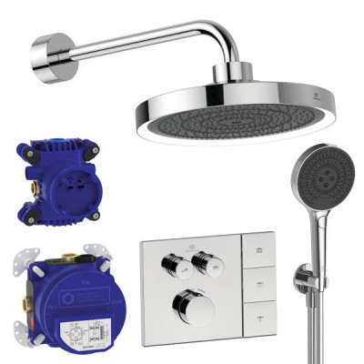 Ideal Standard CERATHERM NAVIGO SOLOS potinkinė termostatinė sistema, dušo galva su apšvietimu, 330mm