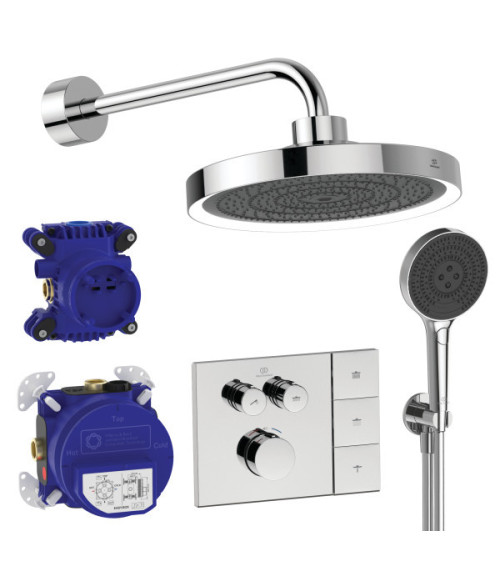 Ideal Standard CERATHERM NAVIGO SOLOS potinkinė termostatinė sistema, dušo galva su apšvietimu, 330mm