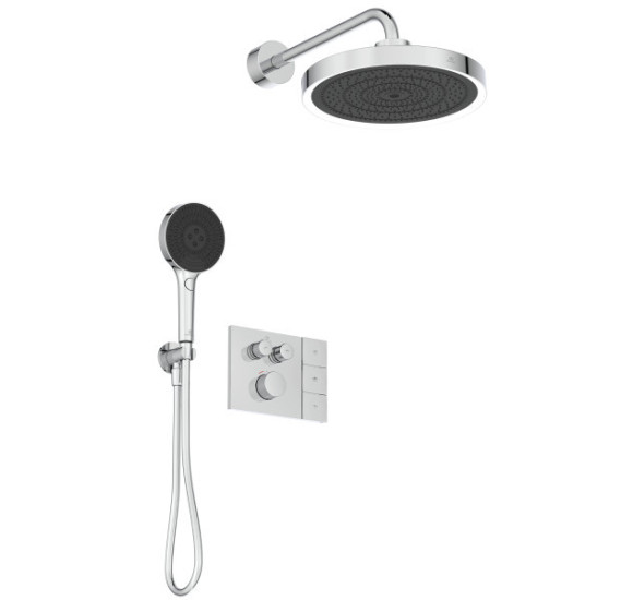 Ideal Standard CERATHERM NAVIGO SOLOS potinkinė termostatinė sistema, dušo galva su apšvietimu, 330mm