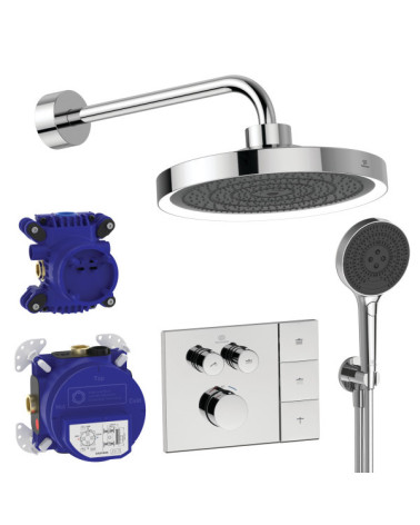 Ideal Standard CERATHERM NAVIGO SOLOS potinkinė termostatinė sistema, dušo galva su apšvietimu, 330mm