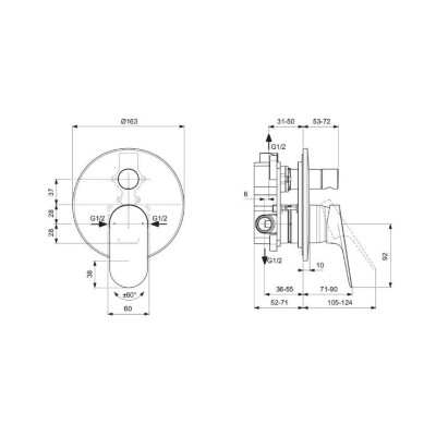 Ideal Standard Ceralife O potinkinis dušo/vonios maišytuvas su potinkine dalimi