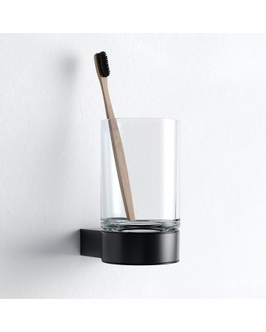 Keuco Plan vonios stiklinė su juodu matiniu laikikliu