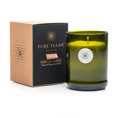 PURE FLAME "Du Vin" VIN & BOIS kvepianti žvakė tikrame šampano butelyje, 260g