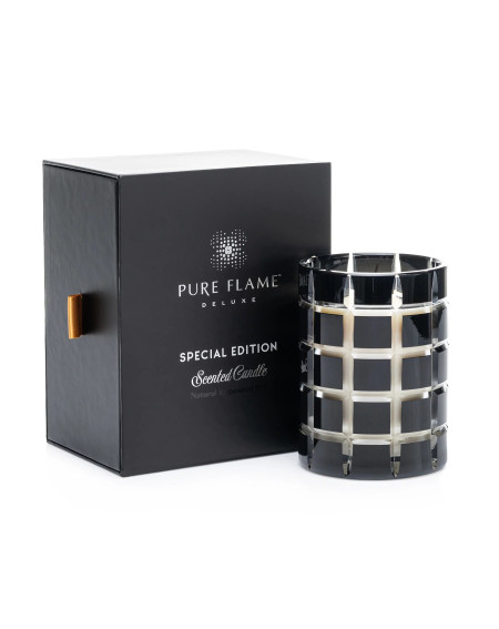 Ypatinga "DELUXE" POUDREE BLACK CRYSTAL EDITION  kvepianti žvakė krištolo inde