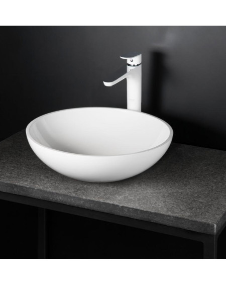 PAA ant stalviršio statomas, akmens masės praustuvas Round On