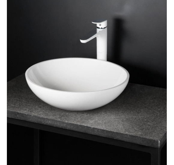 PAA ant stalviršio statomas, akmens masės praustuvas Round On