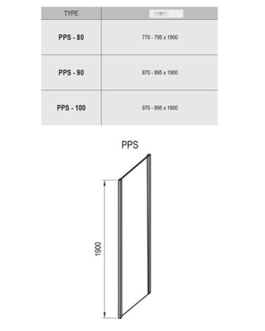 Komplektuojamoji dušo kabinos sienelė Ravak PPS-80,90,100cm