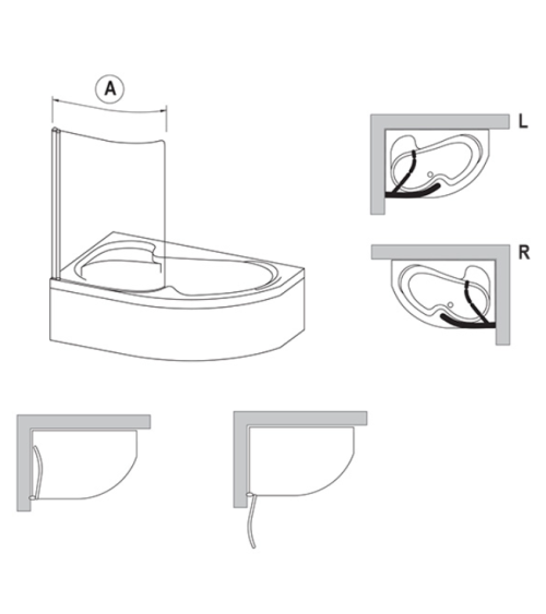 Ravak vonios sienelė CVSK1 voniai Rosa 140/150