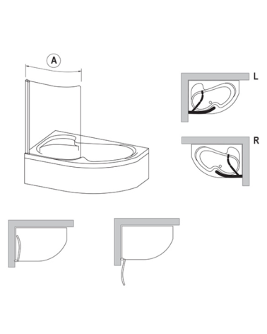 Ravak vonios sienelė CVSK1 voniai Rosa 140/150
