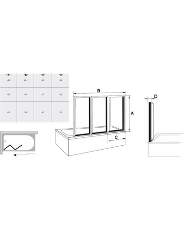 Ravak vonios sienelė VS3 100,115,130 cm
