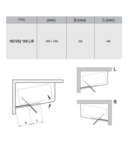 Vonios sienelė Ravak 10CVS2 100x150cm