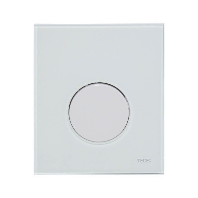 TECEloop stiklinis pisuaro nuleidimo klavišas (baltas stiklas, mygtukas baltas)