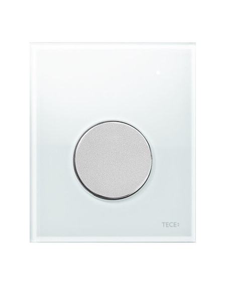 TECEloop stiklinis pisuaro nuleidimo klavišas (baltas stiklas, mygtukas chromuotas, matinis)