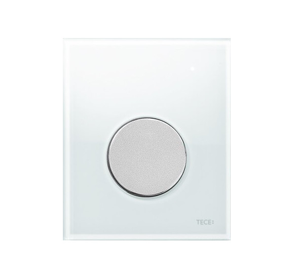 TECEloop stiklinis pisuaro nuleidimo klavišas (baltas stiklas, mygtukas chromuotas, matinis)