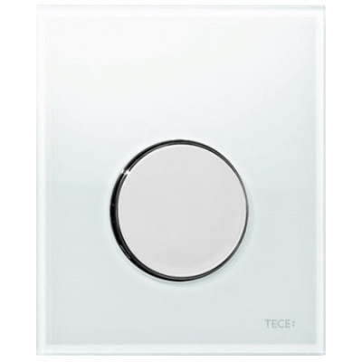 TECEloop stiklinis pisuaro nuleidimo klavišas (baltas stiklas, mygtukas chromuotas, blizgus)