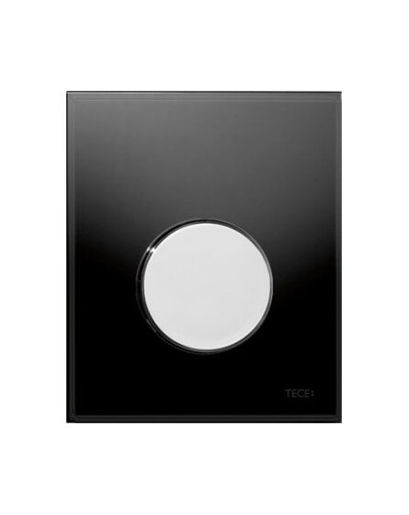 TECEloop stiklinis pisuaro nuleidimo klavišas (juodas stiklas, mygtukas chromuotas, blizgus)