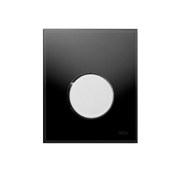 TECEloop stiklinis pisuaro nuleidimo klavišas (juodas stiklas, mygtukas chromuotas, blizgus)
