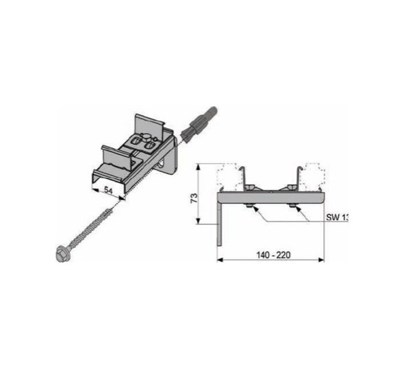 TECEprofil dvigubas tvirtinimo kronšteinas