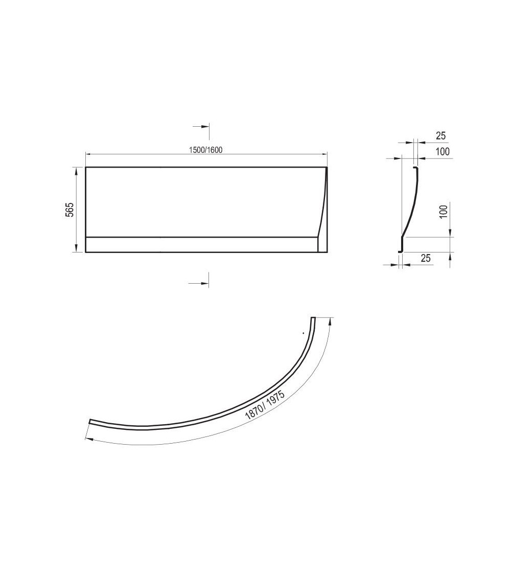 Ravak Avocado vonios apdaila 150cm,160cm (pasirenkama pusė)