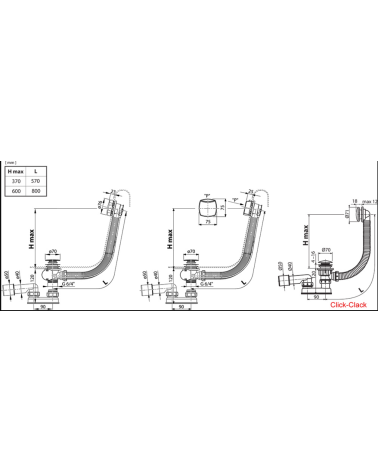 Ravak 570, vonios sifonas, click - clack, pasirinkite spalvą