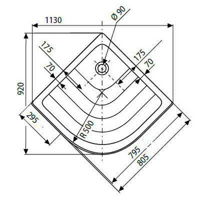 Ravak pusapvalis dušo padėklas Ronda 80,90cm PU