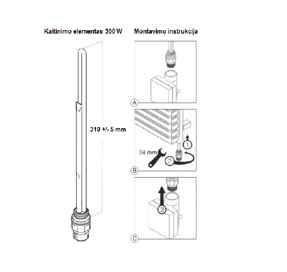 Terma-SPLIT Kaitinimo elementas rankšluosčių džiovintuvams