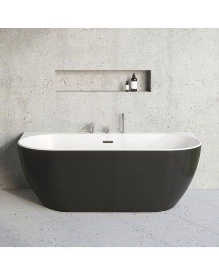 Ravak Freedom Wall 166x80cm, juoda vonia, glaudžiama prie sienos, akrilas