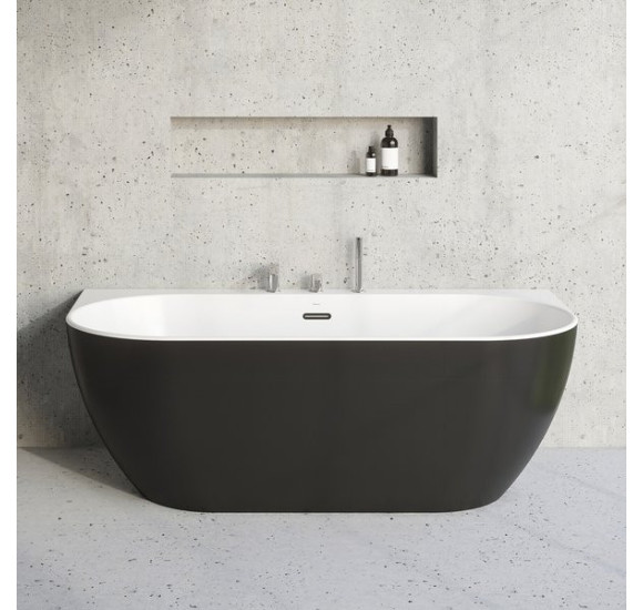 Ravak Freedom Wall 166x80cm, juoda vonia, glaudžiama prie sienos, akrilas