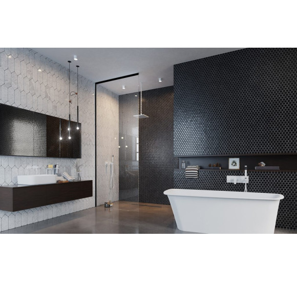 Radaway Walk in dušo pertvara Modo XL  30-100 cm pločio juodi profiliai, skaidrus stiklas