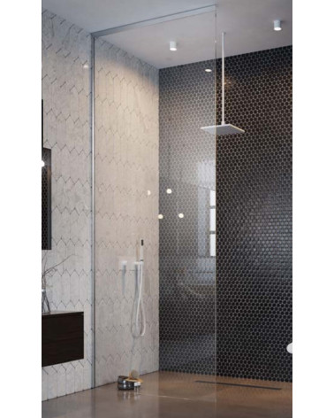 Radaway Walk in dušo pertvara Modo XL 30-100 cm pločio chromuoti profiliai, skaidrus stiklas