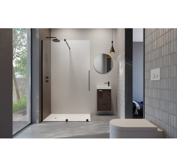 Radaway Furo Black Walk in stumdoma dušo pertvara 100-160cm