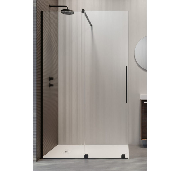 Radaway Furo Black Walk in stumdoma dušo pertvara 100-160cm