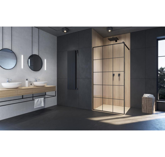 Radaway Modo X Black ll Factory ir Modo New Black ll Factory Walk in dušo pertvara 8 mm stiklas