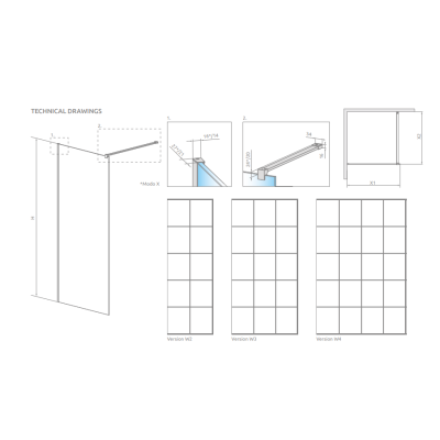 Radaway Modo X Black ll Factory ir Modo New Black ll Factory Walk in dušo pertvara 8 mm stiklas