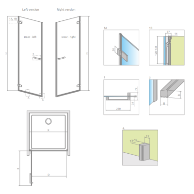 Radaway Arta AWJ l dušo durys 8 mm stiklas