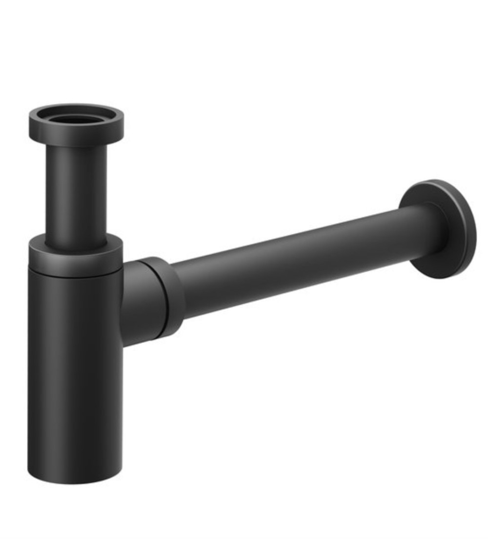 Ravak butelinis sifonas praustuvui, juodos matinės spalvos