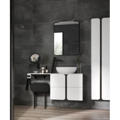 RAVAK Strip veidrodis su juodu rėmeliu ir apšvietimu (pasirenkamo dydžio)