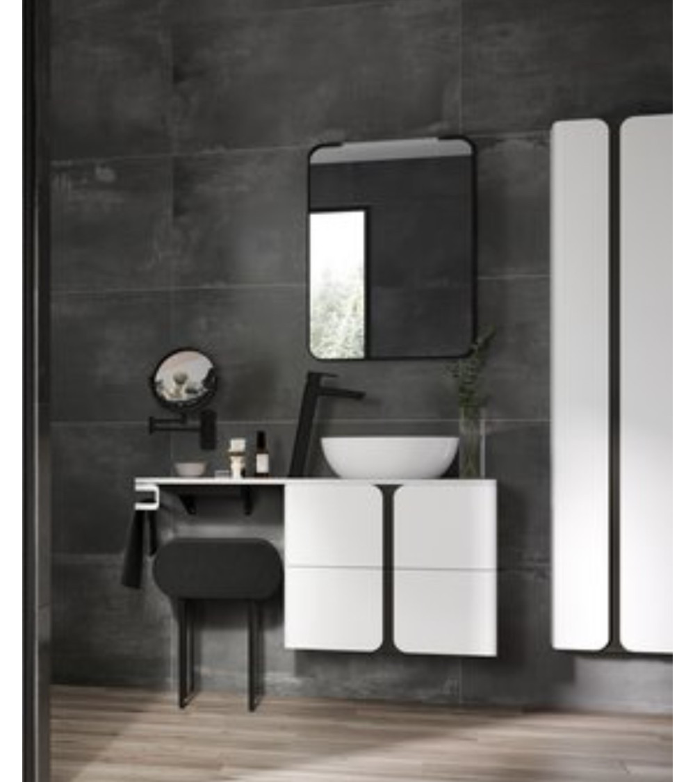 RAVAK Strip veidrodis su juodu rėmeliu ir apšvietimu (pasirenkamo dydžio)