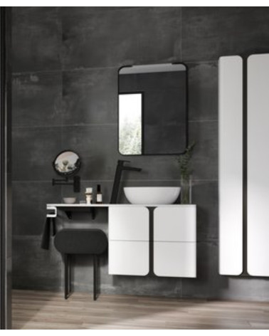 RAVAK Strip veidrodis su juodu rėmeliu ir apšvietimu (pasirenkamo dydžio)