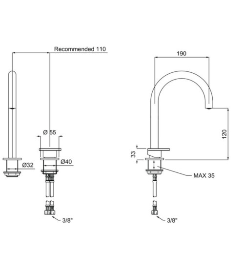 QD MagistroLab Smile dviejų dalių praustuvo maišytuvas, pasirenkama spalva