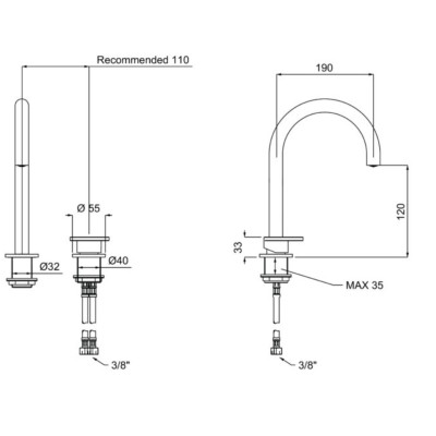 QD MagistroLab Smile dviejų dalių praustuvo maišytuvas, pasirenkama spalva