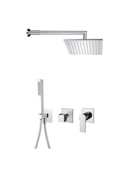 QD MagistroLab Swanky potinkinė dušo sistema, chromo spalvos, 30cm dušo galva