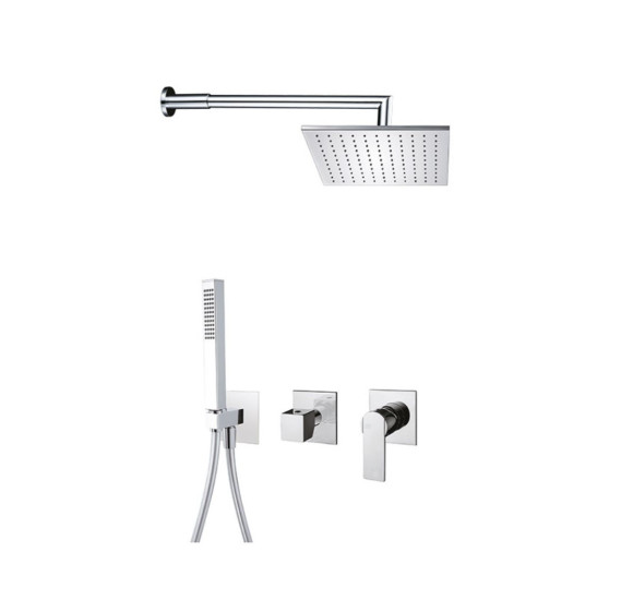 QD MagistroLab Swanky potinkinė dušo sistema, chromo spalvos, 30cm dušo galva